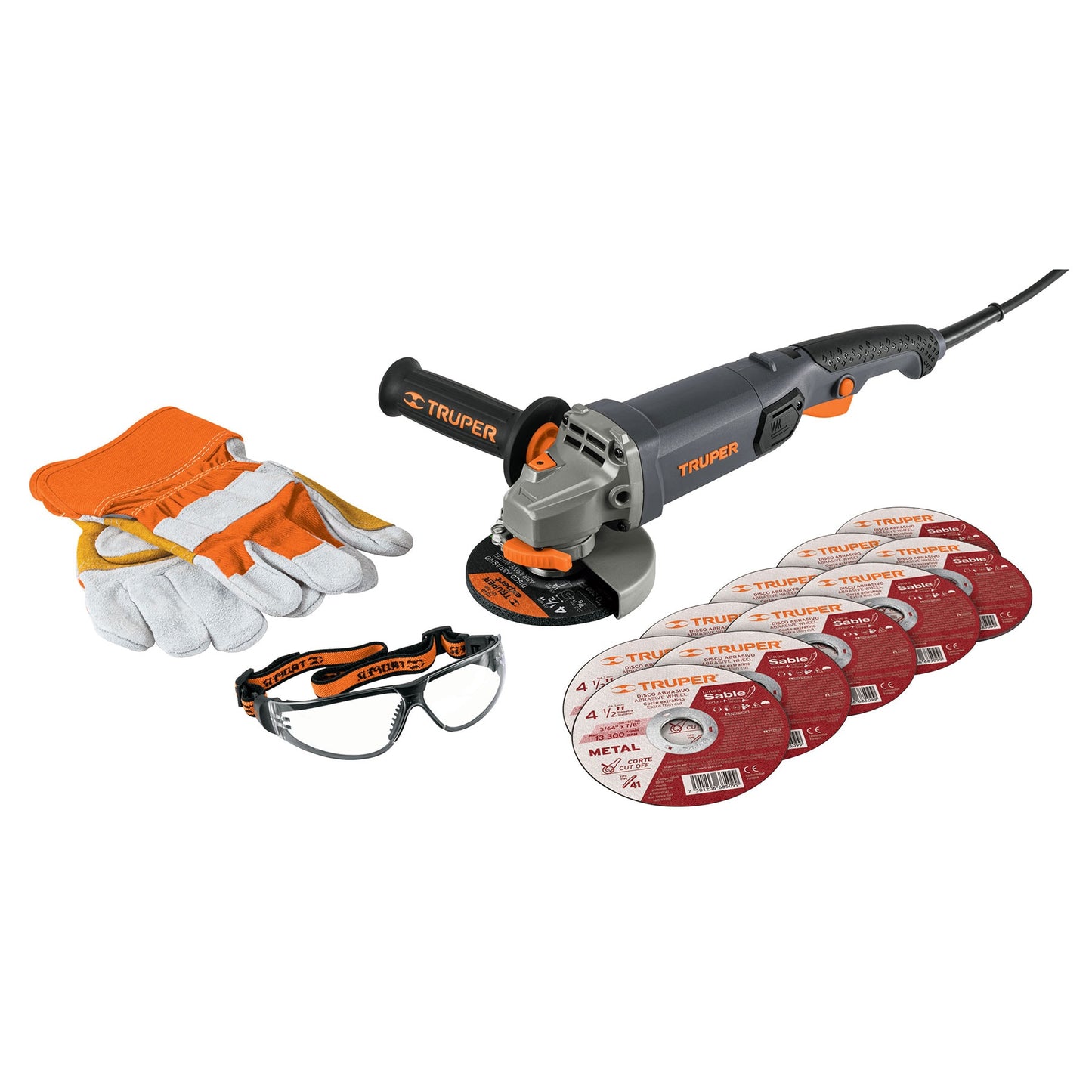 COMO ESMERILADORA 4-1/2'', 950W, DISCO, LENTES, Y GUANTES 101456 P