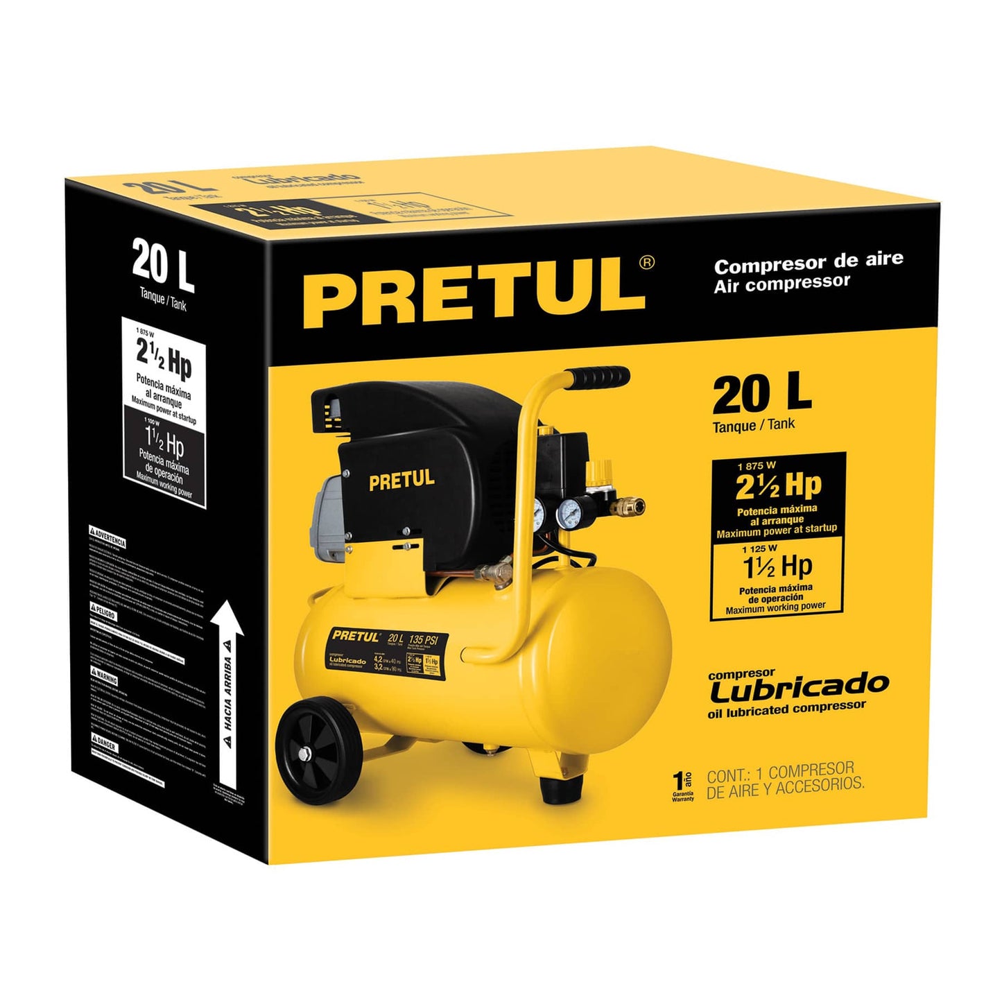 COMPRESOR 20L 2-1/2 HP (POTENCIA MÀXIMA),127 V, PRETUL