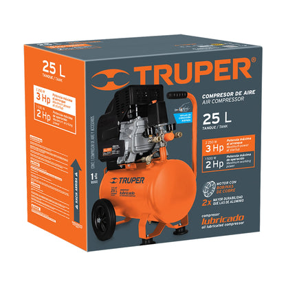 COMPRESOR HORIZONTAL, 25 L, 3 HP (POTENCIA MÁX.), 127 V