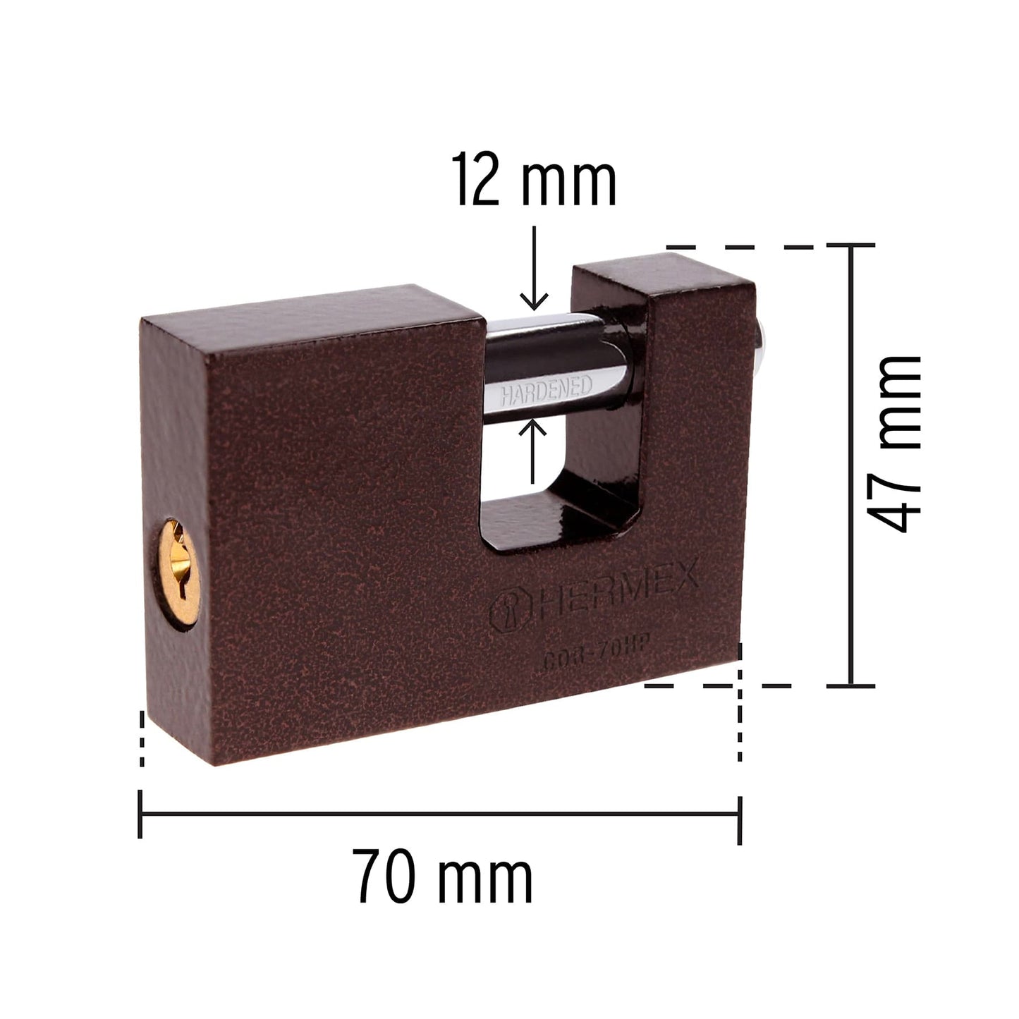 CANDADO ANTIPALANCA 70MM CUERPO DE HIERRO ,HERMEX 23540 *