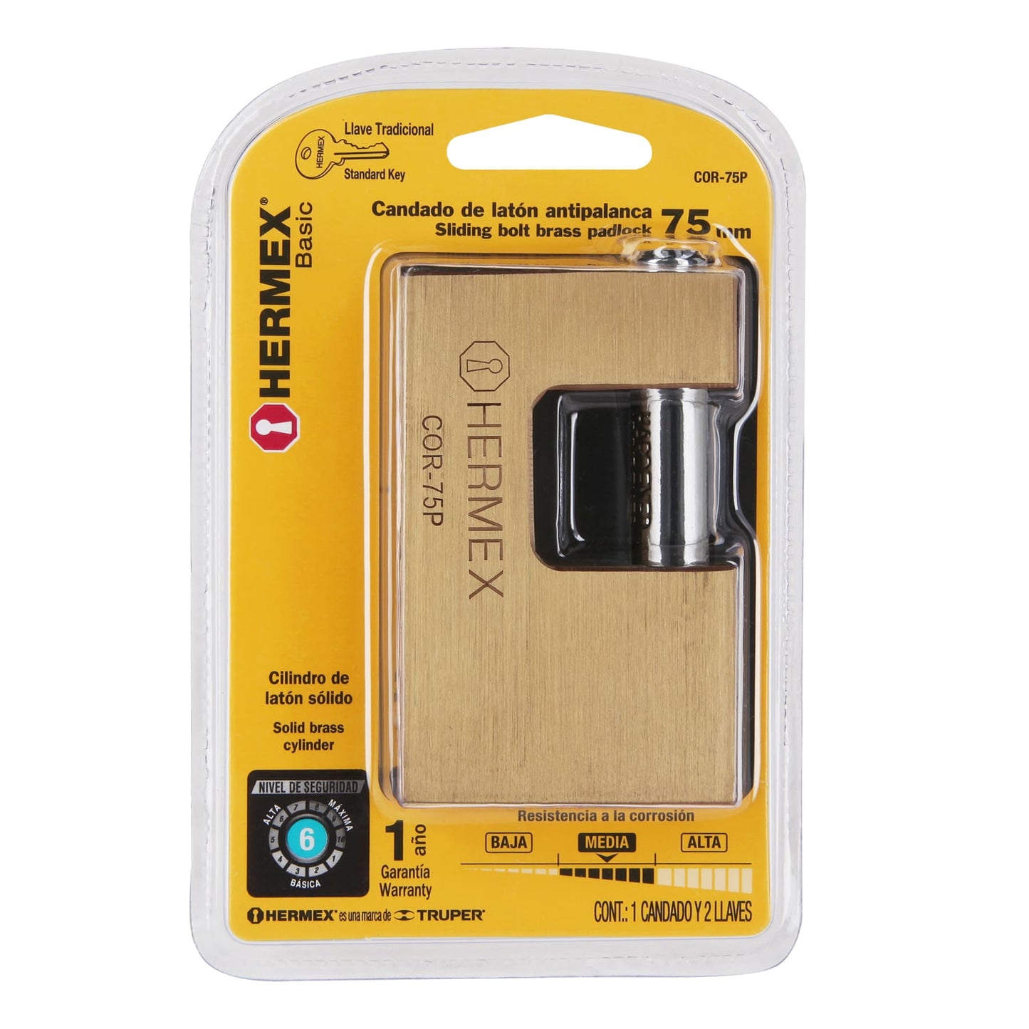CANDADO DE SEGURIDAD HERMEX BASIC 75MM 23512 *