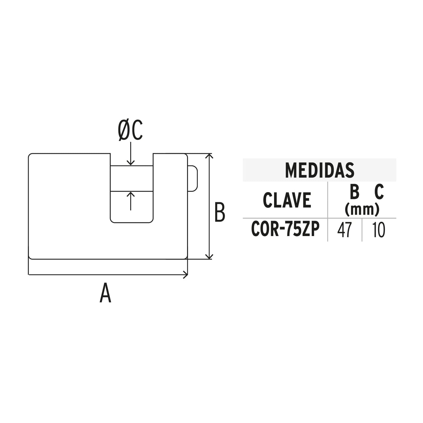 CANDADO ANTIPALANCA 75MM 23524 *