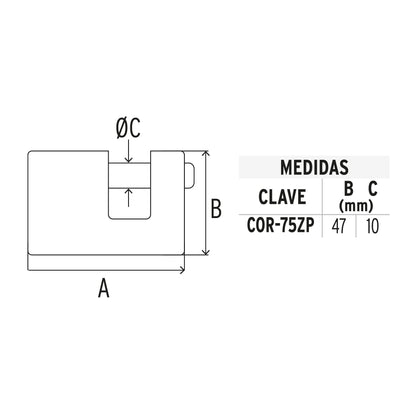 CANDADO ANTIPALANCA 75MM 23524 *