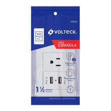 Cargar imagen en el visor de la galería, PLACA CON 2 PUERTOS USB Y 1 CONTACTO LINEA ESPAÑOLA 45603 *
