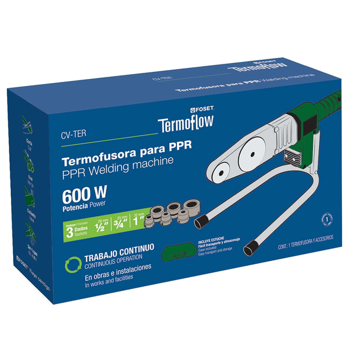 TERMOFUSORA 600W PARA PPR CON DADOS DE 20, 25 y 32 mm 45171 *