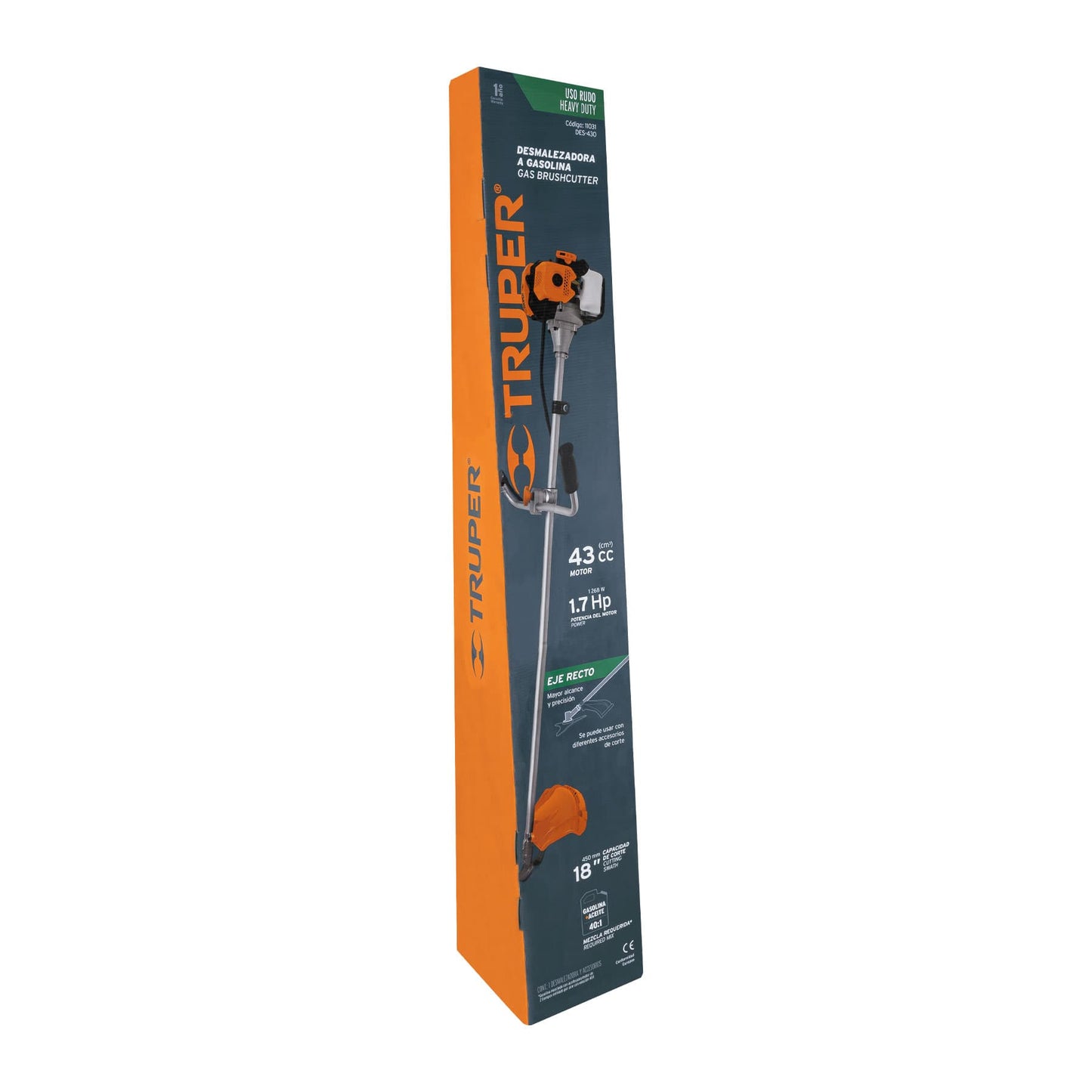 DEZMALEZADORA A GASOLINA 43CC MANGO '' BICI'', 18'' CORTE