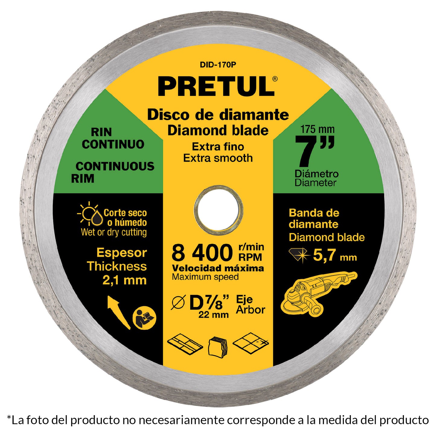 DISCO DE DIAMANTE, RIN CONTINUO, 4-1/2" COD 21009 *