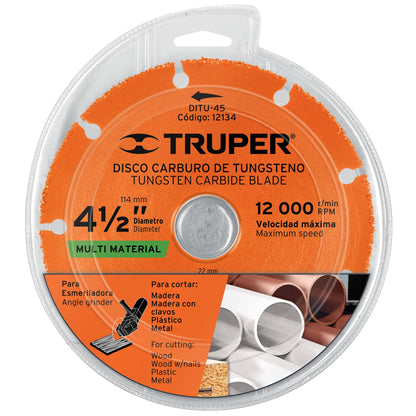 DISCO DE CARBURO DE TUNGSTENO 4-1/2", MULTIUSOS 12134 *