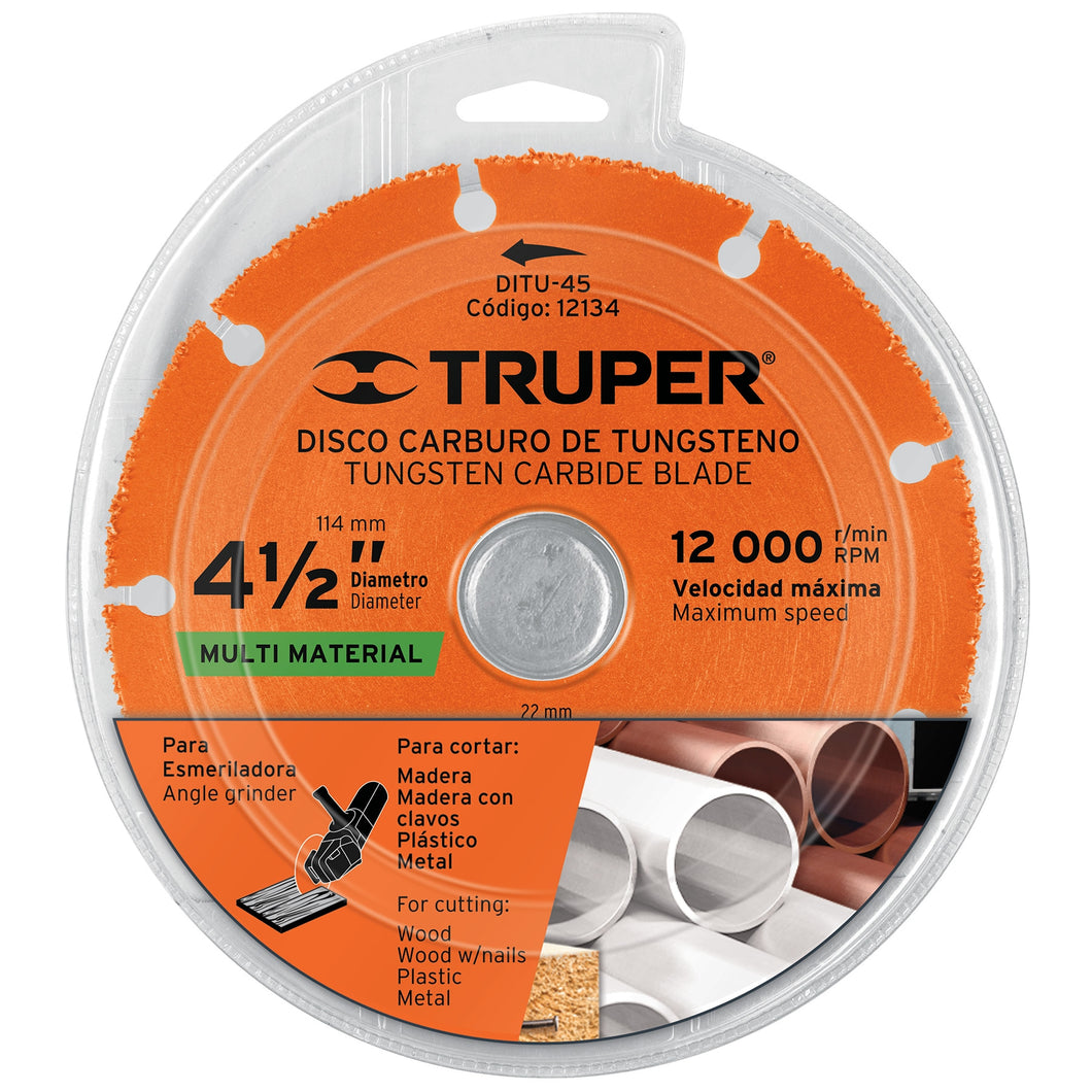 DISCO DE CARBURO DE TUNGSTENO 4-1/2
