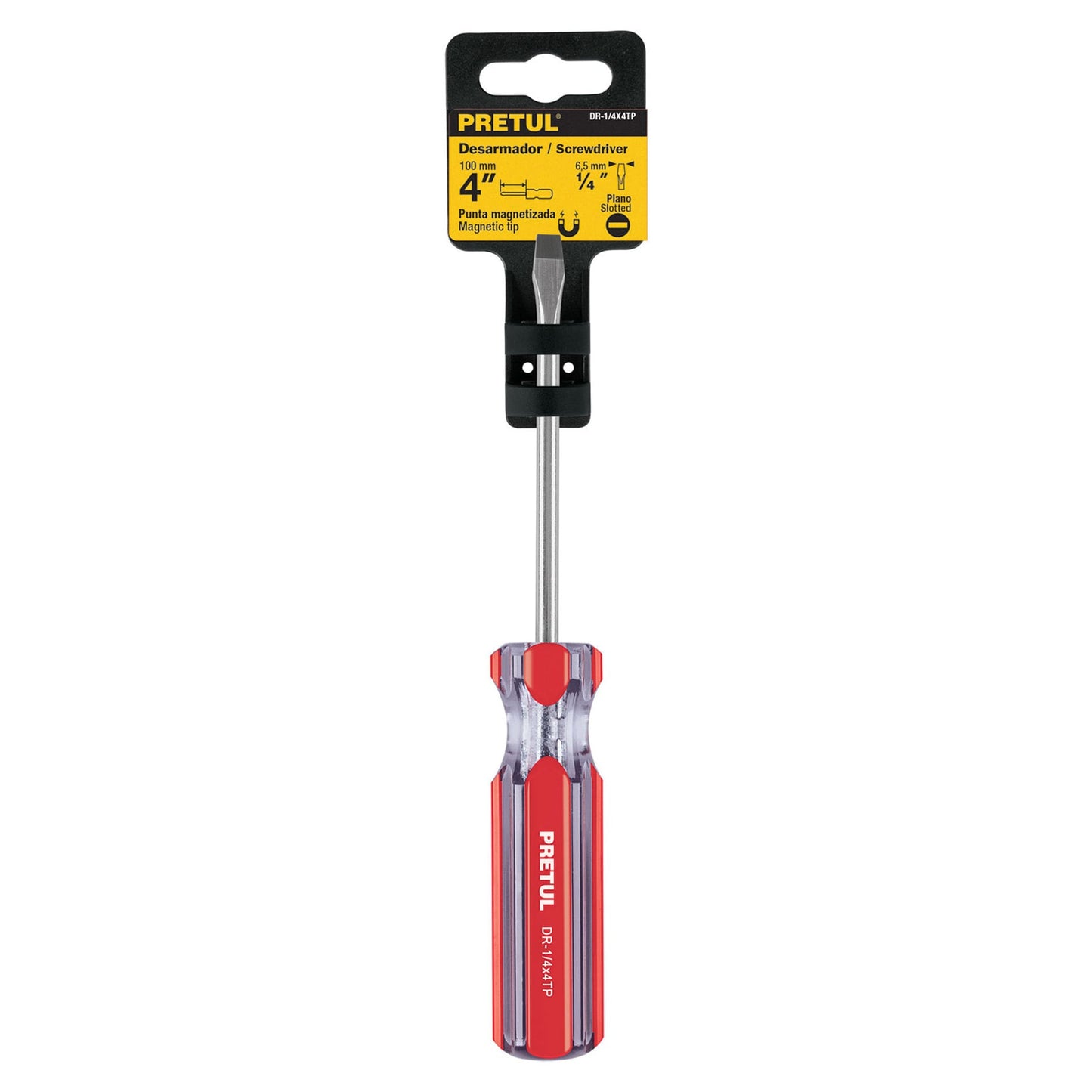 DESARMADOR PLANO 1/4 X 4" MANGO DE PVC, PRETUL 21459 *
