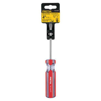 DESARMADOR PLANO 1/4 X 4" MANGO DE PVC, PRETUL 21459 *