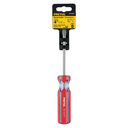 DESARMADOR PLANO 1/4 X 4" MANGO DE PVC, PRETUL 21459 *