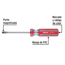 Cargar imagen en el visor de la galería, DESARMADOR PLANO 1/4 X 4&quot; MANGO DE PVC, PRETUL 21459 P
