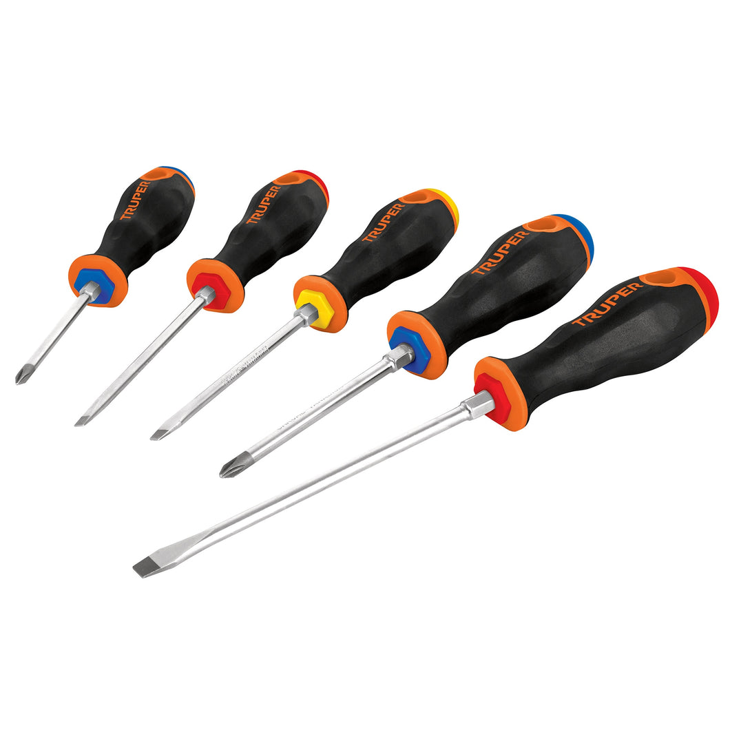 JUEGO DE 5 DESARMADORES, MANGOS COMFORT GRIP COD 14138