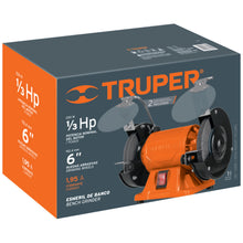 Cargar imagen en el visor de la galería, ESMERIL DE BANCO DE 6&quot; DE 1/2 HP (370 W), TRUPER 12785 P
