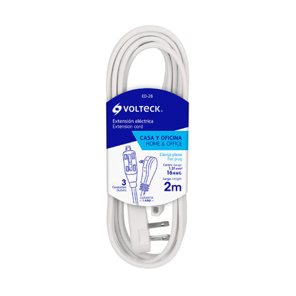 EXTENSIÓN ELECTRICA DOMESTICA 2 MTS BLANCA 48000 *