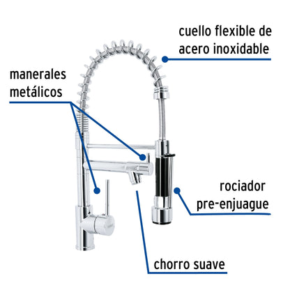 MONOMANDO CON DOBLE SALIDA PARA FREGADERO, CROMO, ELEMENT 49106 P