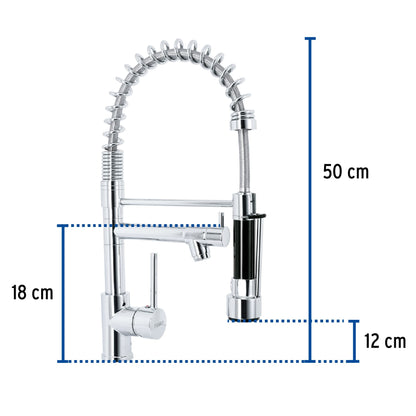MONOMANDO CON DOBLE SALIDA PARA FREGADERO, CROMO, ELEMENT 49106 P