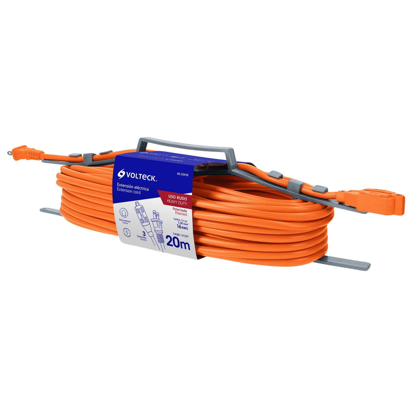 EXTENSION USO RUDO 20M 2x16 AWG, VOLTECK 48049 *