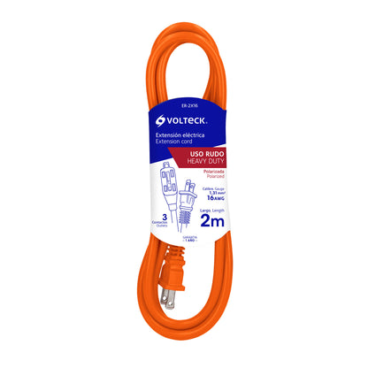 EXTENSIÒN ELÈCTRICA DE USO RUDO 2 M 2x16 AWG, VOLTECK 48042 *
