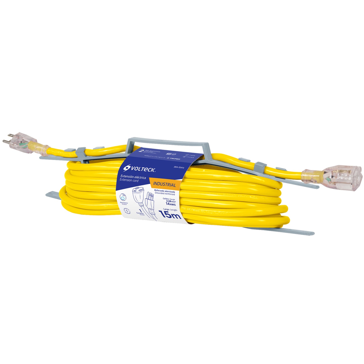 EXTENSIÒN REFORZADA ATERRIZADA 15M 3X14 AWG, VOLTECK 48068 *