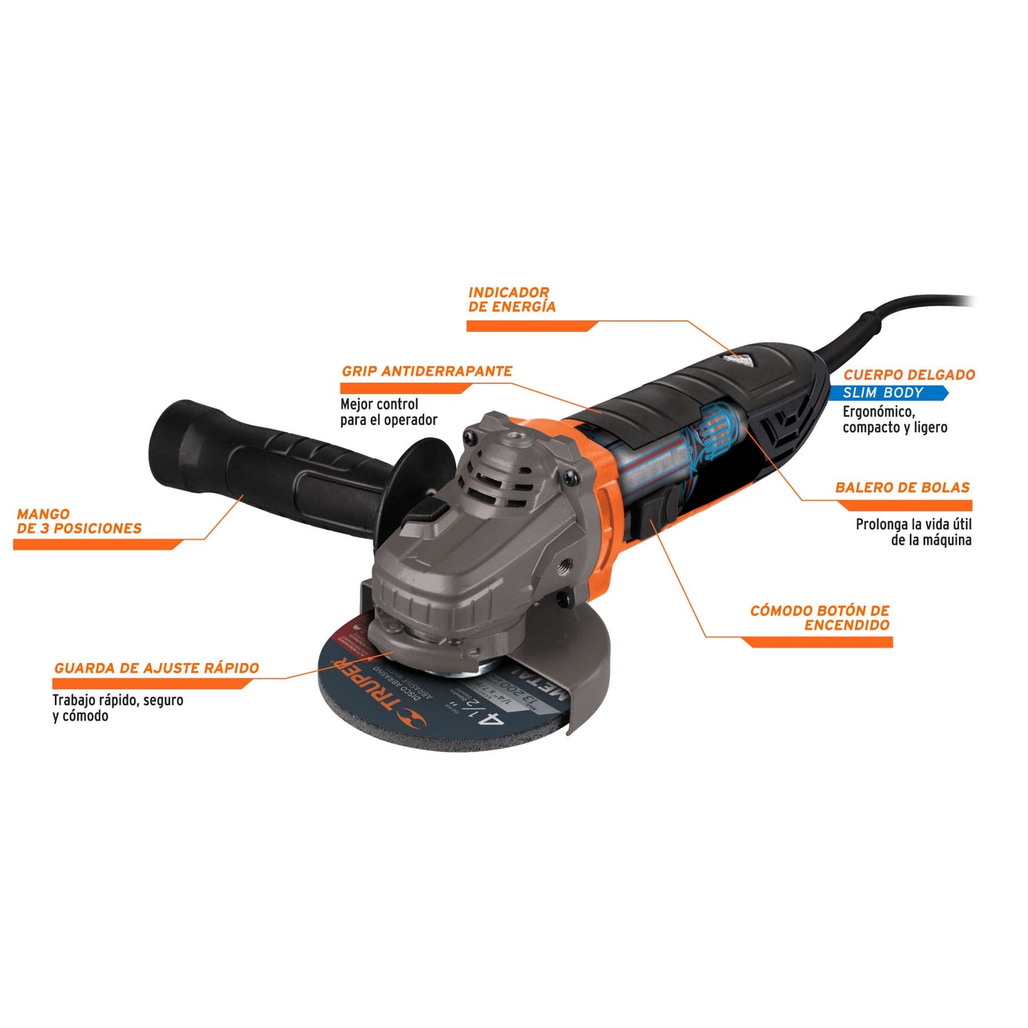 ESMERILADORA ANGULAR 4-1/2",  ERGO-PRO, 900 W 13935 *