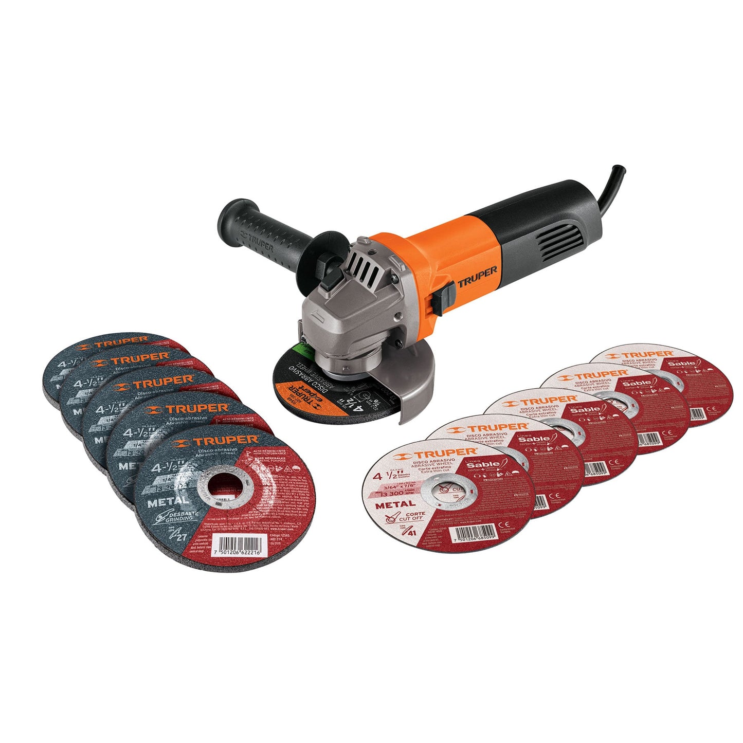 ESMERILADORA 4-1/2" 800 W, 5 DISCOS DE CORTE Y 6 DESBASTE 101544 N