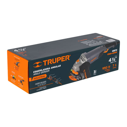 ESMERILADORA ANGULAR 4-1/2'' 950W, INDUSTRIAL, TRUPER 12872 N
