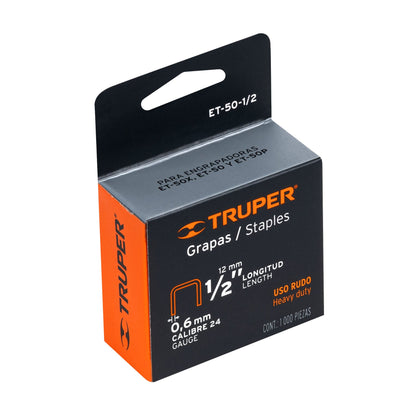 GRAPAS PARA ET-50, 1/2', CAJA CON 1000 PIEZAS 17968 P