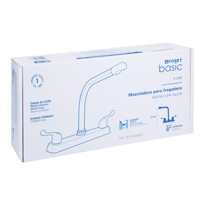 MEZCLADORA 8'' P/FREGADERO, CUELLO COBRA, MANERALES PALANCA 49191 N