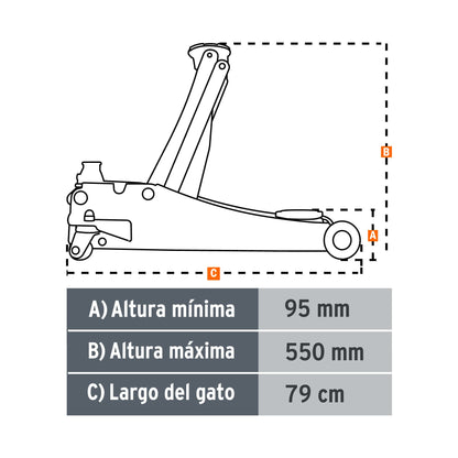 GATO DE PATÍN PROFESIONAL, 3.5 TONS, ELEVACIÓN RÁPIDA