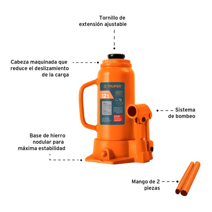 GATO HIDRÁULICO DE BOTELLA, 12 TON 14818 N
