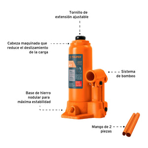 GATO HIDRÁULICO DE BOTELLA DE 4 TON, TRUPER 14812 N