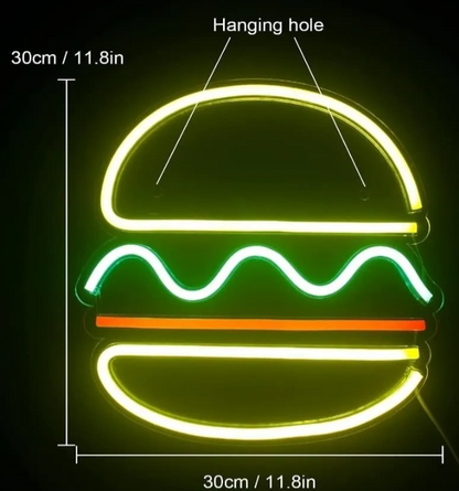 LETRERO LUMINOSO HAMBURGUESA NEON