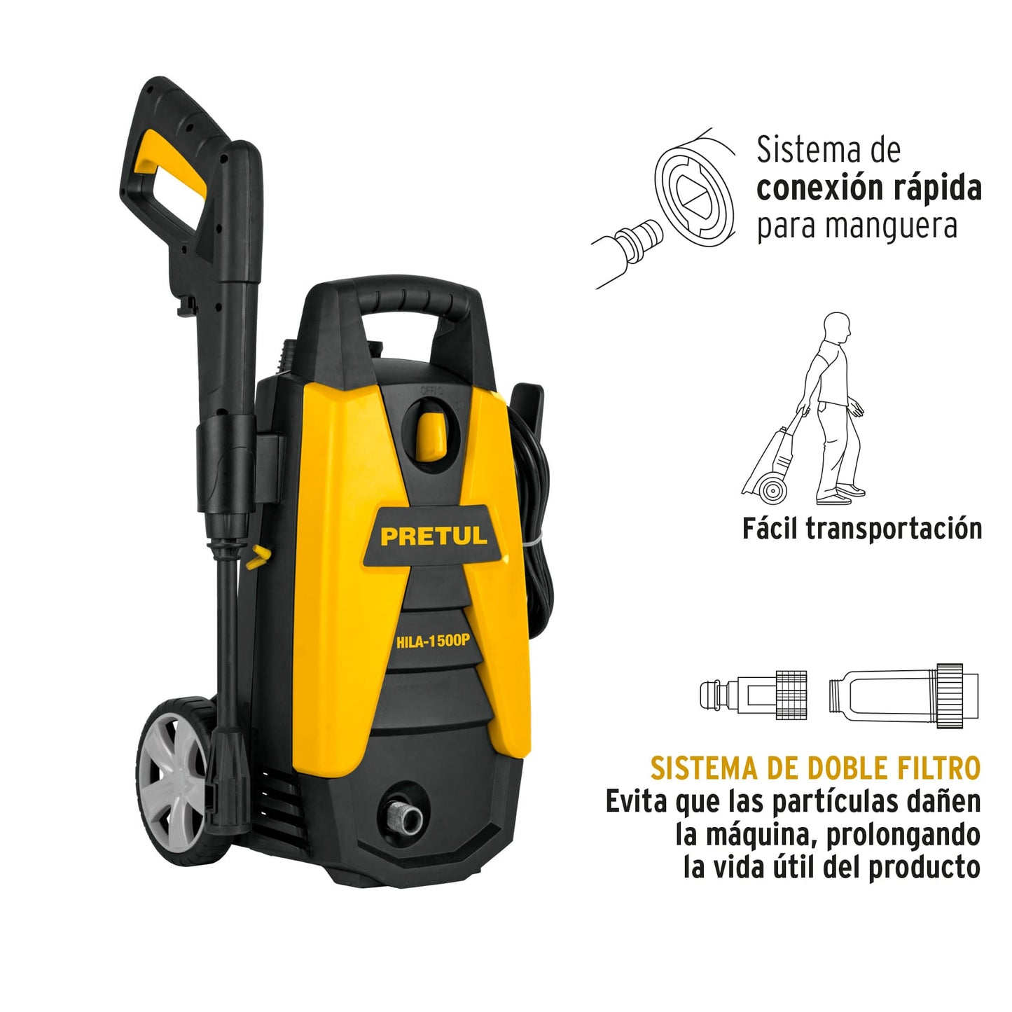 HIDROLAVADORA ELÉCTRICA, 1500 PSI, PRETUL
