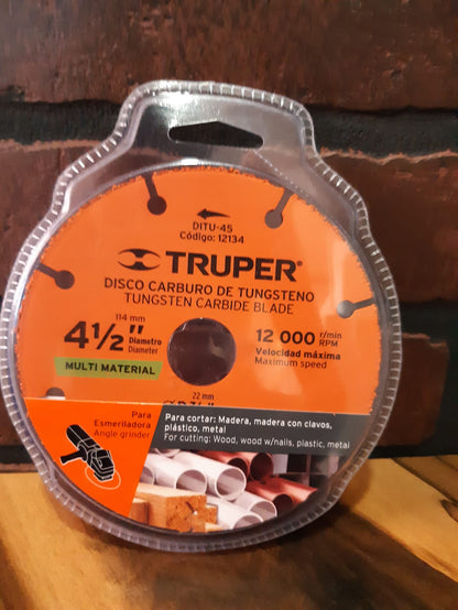 DISCO DE CARBURO DE TUNGSTENO 4-1/2", MULTIUSOS 12134 *