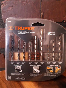 JUEGO DE BROCAS MIXTO, 9 PIEZAS COD 11339 N