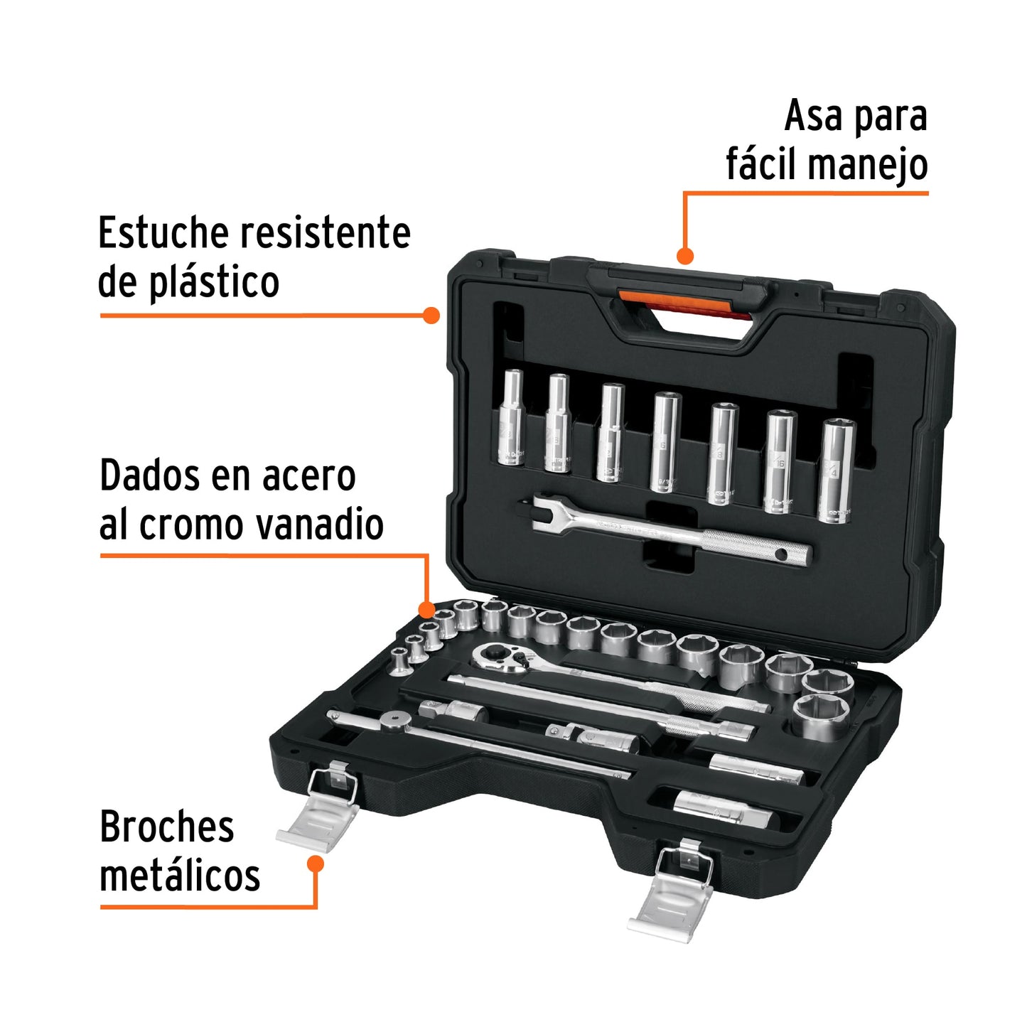 JUEGO DE 31 HERRAMIENTAS CUADRO 1/2" STD PARA MECÁNICO 102260 N