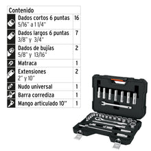 Cargar imagen en el visor de la galería, JUEGO DE 31 HERRAMIENTAS CUADRO 1/2&quot; STD PARA MECÁNICO 102260 N
