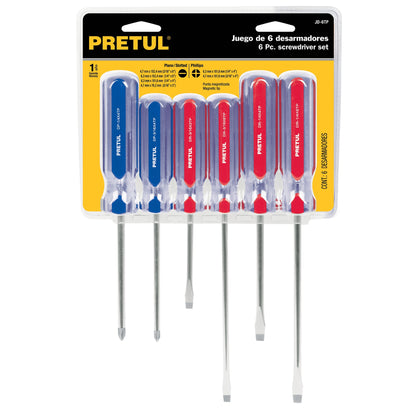 JUEGO DE DESARMADORES, 6 PIEZAS, MANGO PVC, COD 20214 *