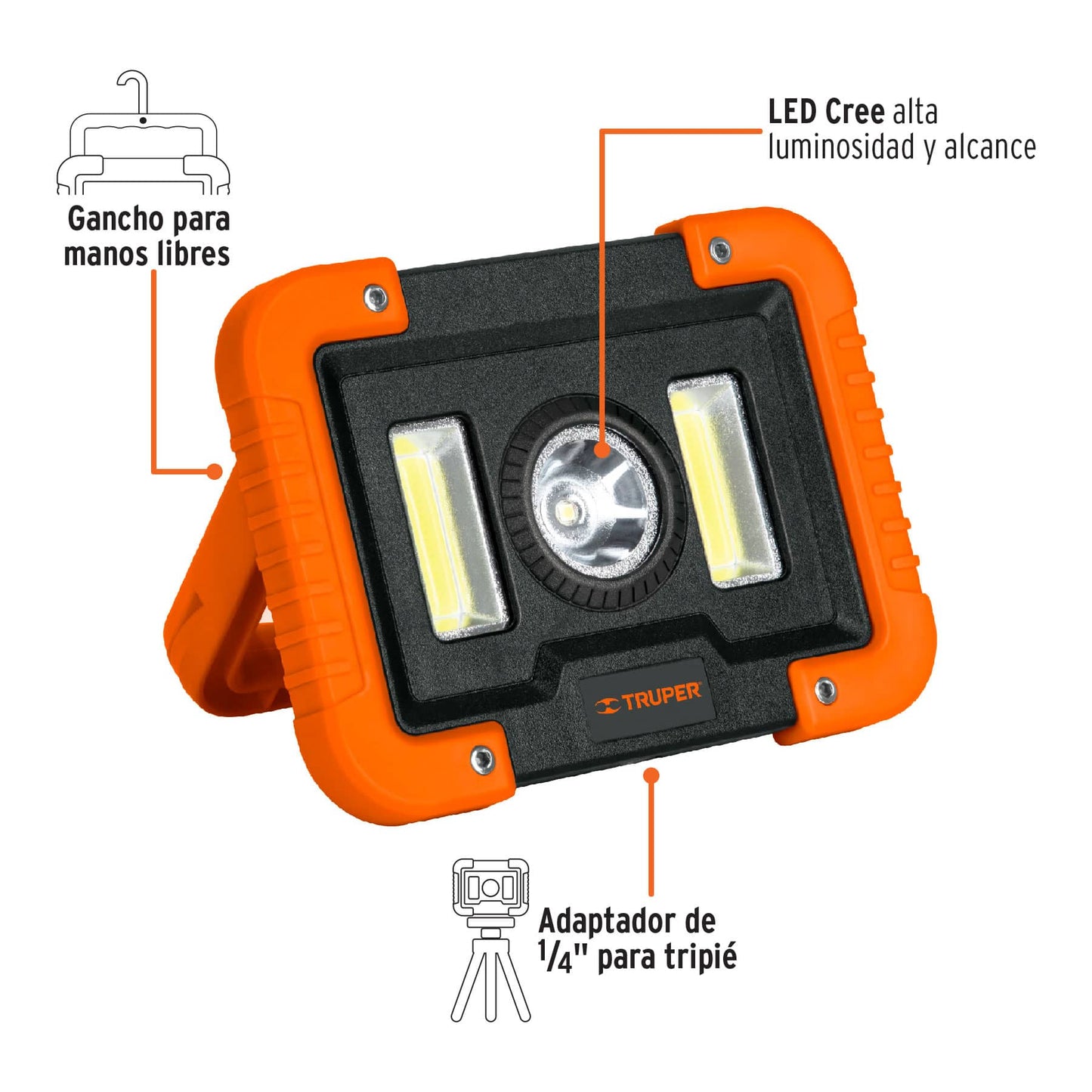 LÁMPARA DE TRABAJO RECARGABLE DE LEDS LATERALES Y CENTRAL 14631 N