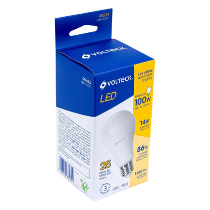LÀMPARA LED TIPO BULBO A19 14W LUZ CÀLIDA, CAJA, VOLTECK 46593 *