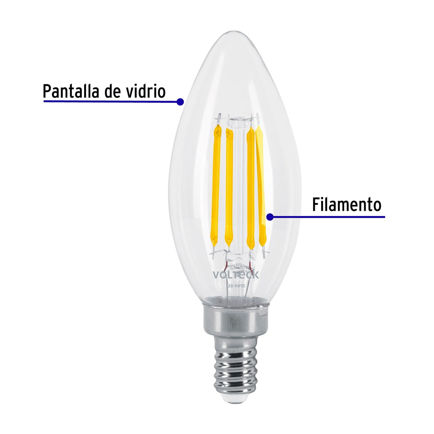 LÁMPARA LED TIPO VELA 4 W CON FILAMENTO BASE E12 LUZ CÁLIDA 48253 *