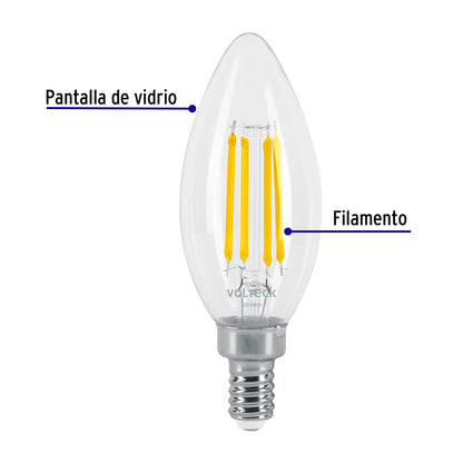 LÁMPARA LED TIPO VELA 4 W CON FILAMENTO BASE E12 LUZ CÁLIDA 48253 *