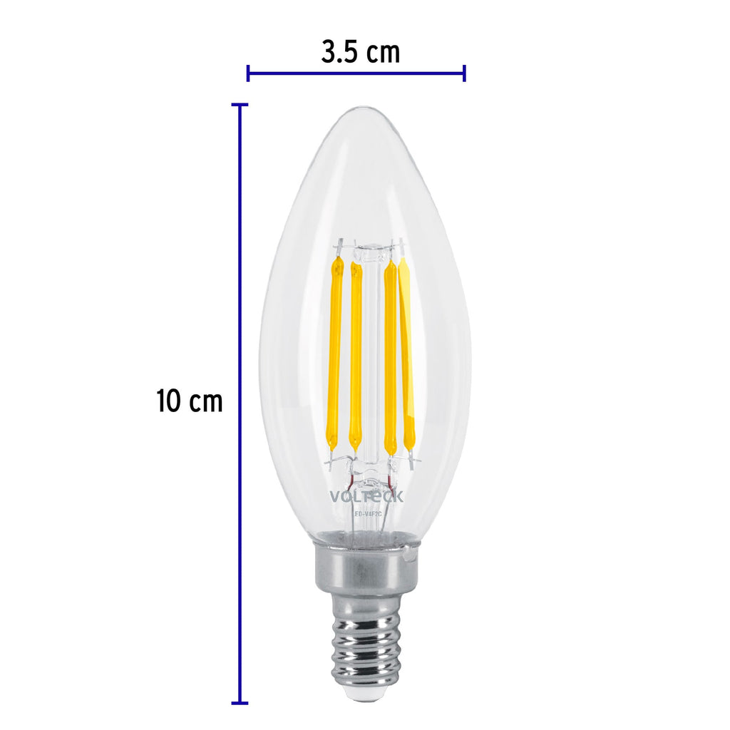 LÁMPARA LED TIPO VELA 4 W CON FILAMENTO BASE E12 LUZ CÁLIDA 48253 *