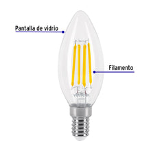 Cargar imagen en el visor de la galería, LÁMPARA LED TIPO VELA 4 W CON FILAMENTO BASE E14 LUZ CÁLIDA 48254 N
