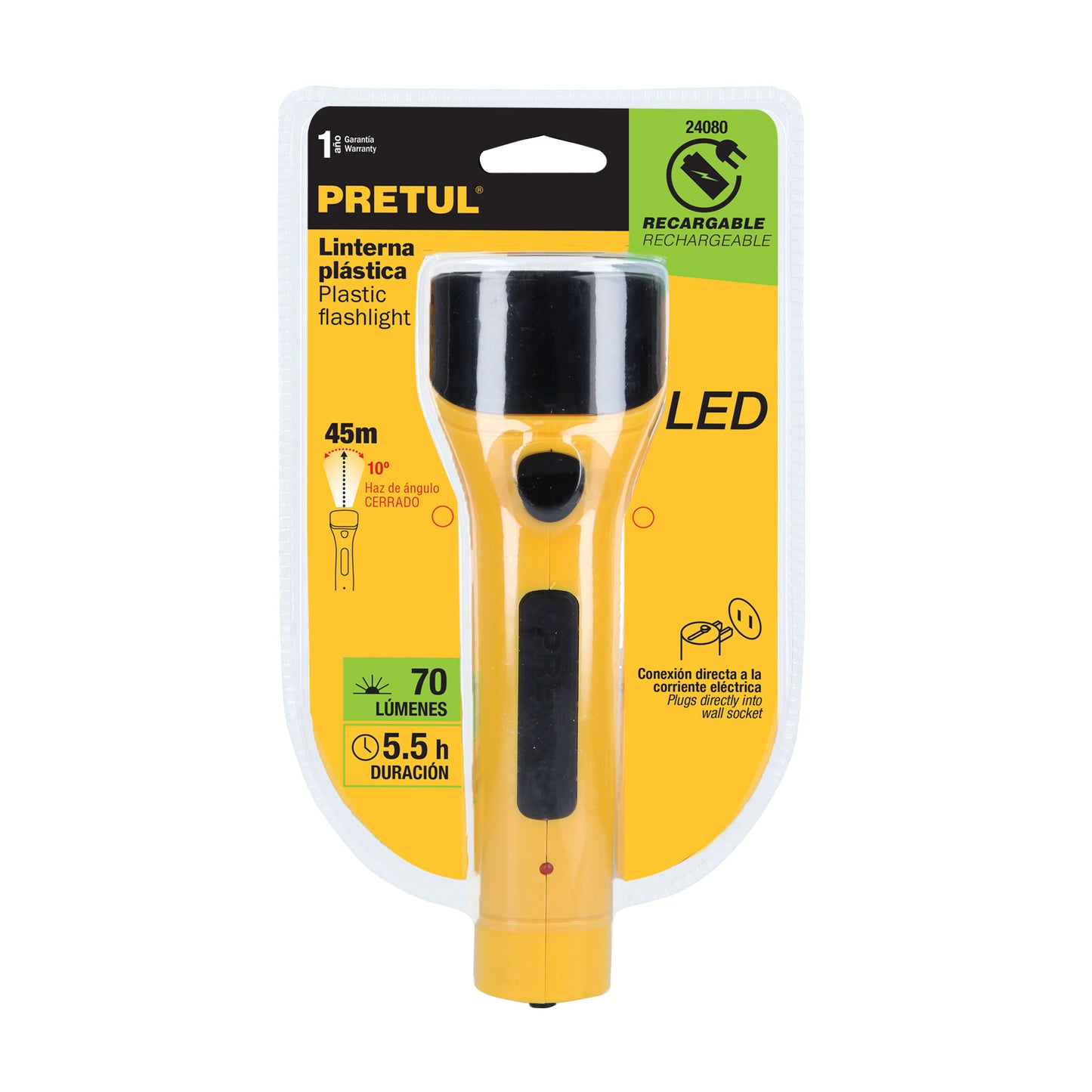 LINTERNA RECARGABLE DE LED, 20 LÚMENES, PRETUL
