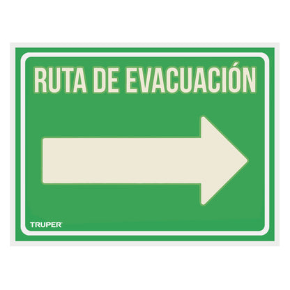 LETRERO DE SEÑALIZACION "RUTA DE EVACUACION DERECHA"