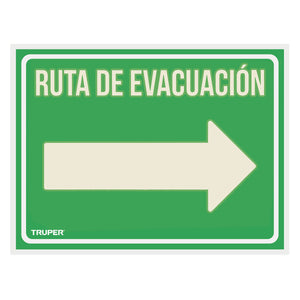 LETRERO DE SEÑALIZACION "RUTA DE EVACUACION DERECHA"