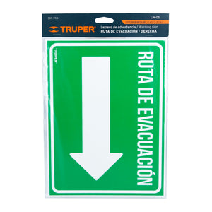 LETRERO DE SEÑALIZACION "RUTA DE EVACUACION DERECHA"